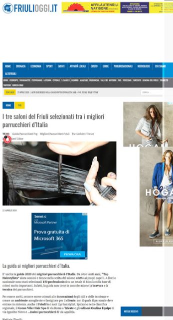 Friuli Venezia Giulia pubblica l'elenca dei migliori parrucchieri TOPHAIRSTYLISTS 2020